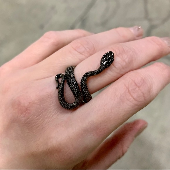 PLK Jewelry Adjustable Black Gunmetal Snake Ring Poshmark
